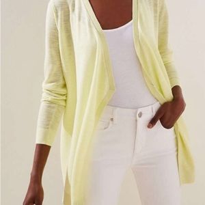 LOFT Yellow Draped Open Front Long Sleeve Lightweight Sweater Shirt Size XS